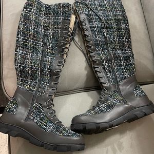 Brand new! Never worn! Chase & Chloe Tweed Combat Lace Boot!